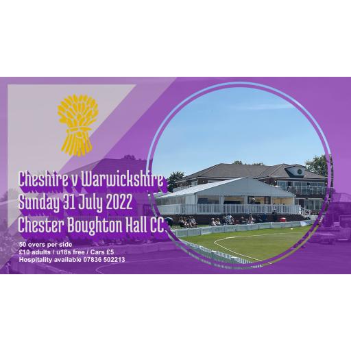 Tickets: Cheshire v Warwickshire 31 July 2022