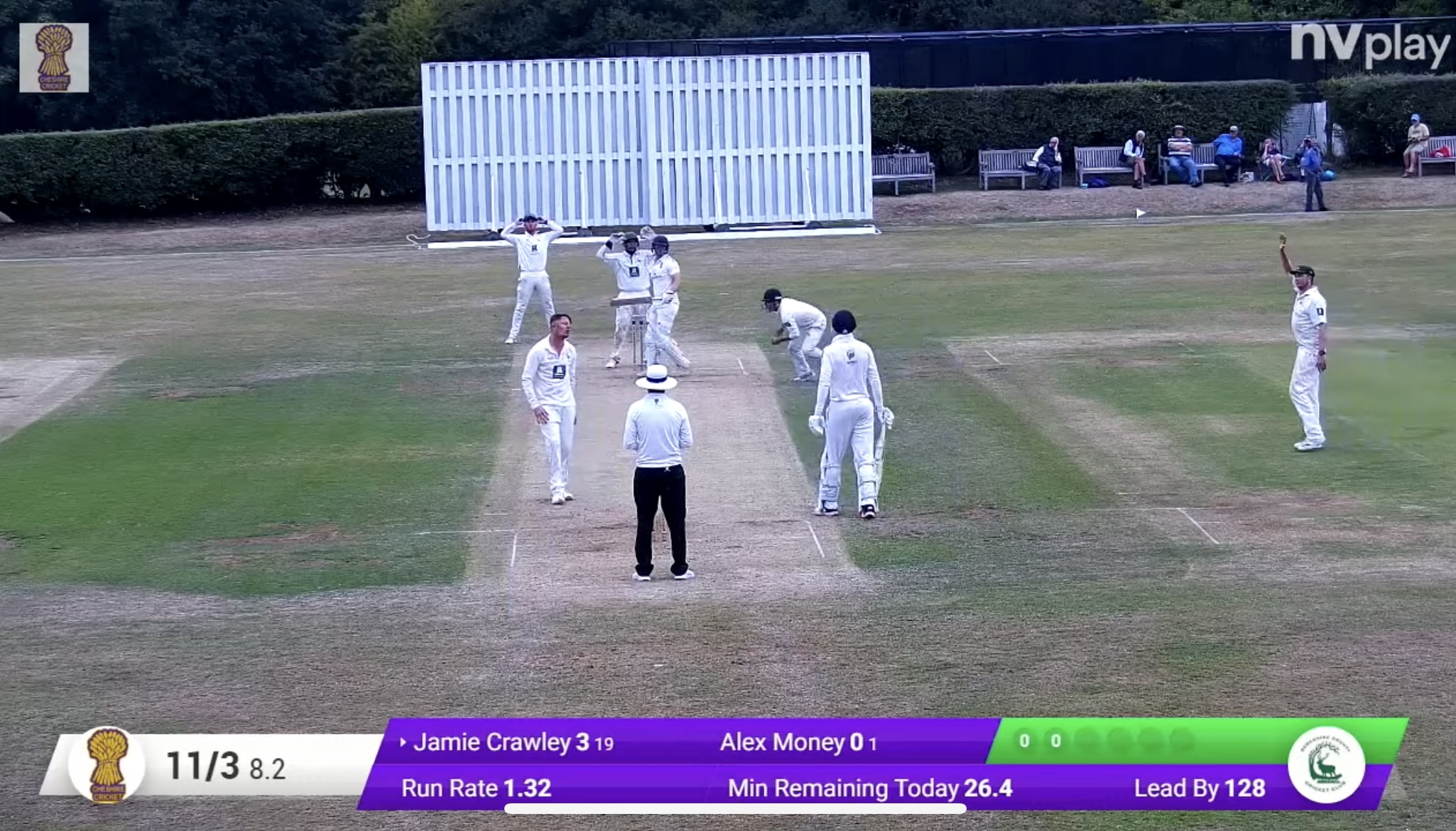 Cheshire v Berkshire Day 2: Cheshire lead by 132 with 7 wickets remaining