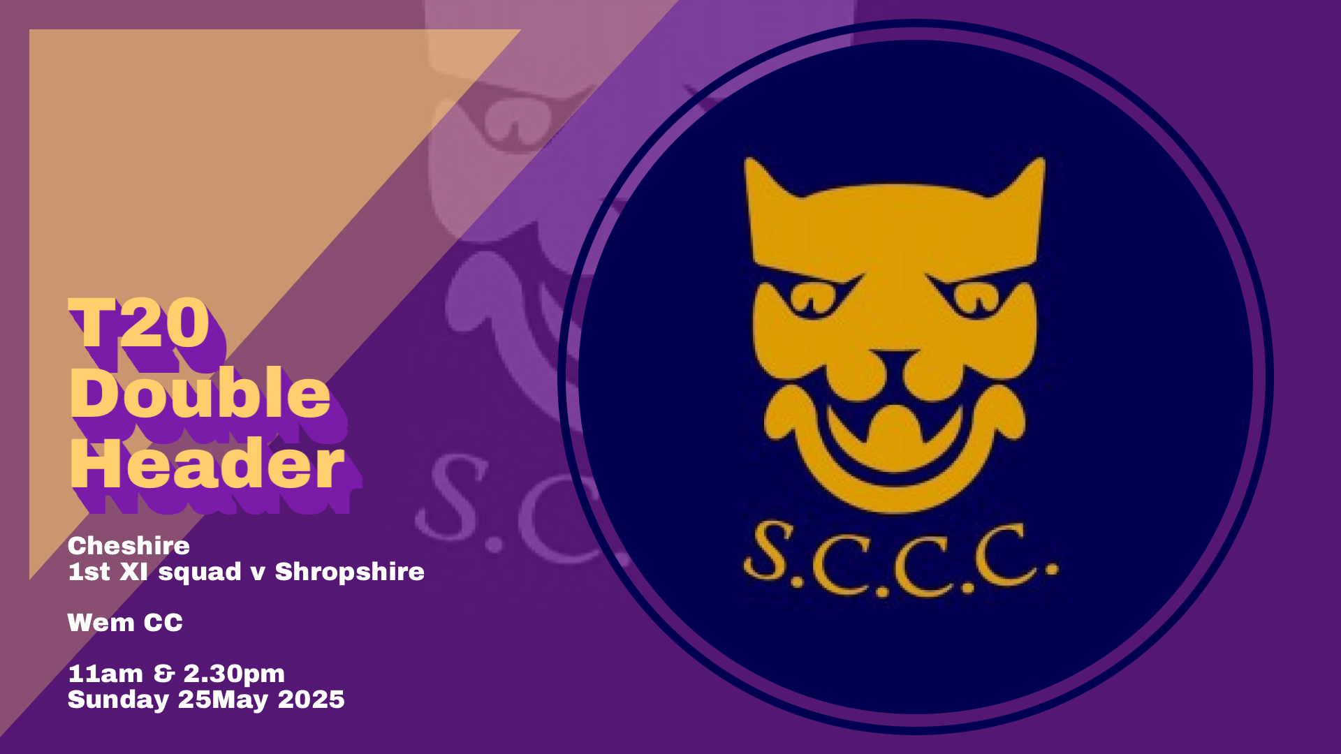 Cheshire 1st XI squad v Shropshire, Sunday 25 May 2025