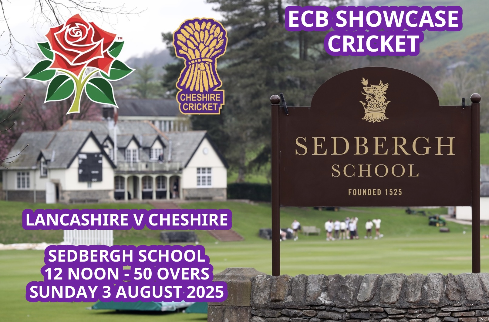 Cheshire to play Lancashire at Sedbergh School - 3 August