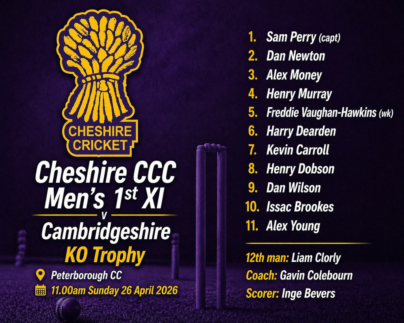 1st XI v Cambridgeshire (A) 26 April 2026